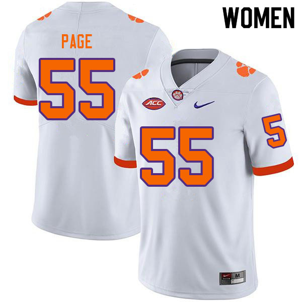 Women #55 Payton Page Clemson Tigers College Football Jerseys Sale-White